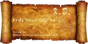 Kránicz Dóra névjegykártya